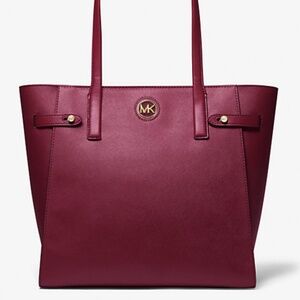 Michael Kors Carmen Large Faux Saffiano Leather Tote Bag Mulberry NWT